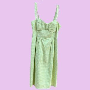 Retro style Y2K Nanette Leopre gingham silk sateen pencil dress